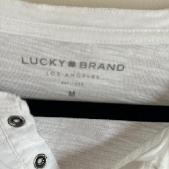 Lucky Brand White Long Sleeve Tee Sz M - Picture 5 of 6